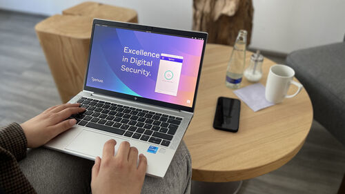 an open laptop displaying the VPN Software Client genuconnect